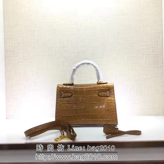 愛馬仕Hermes鱷魚紋 凱莉包 可手提肩背 0AM1543